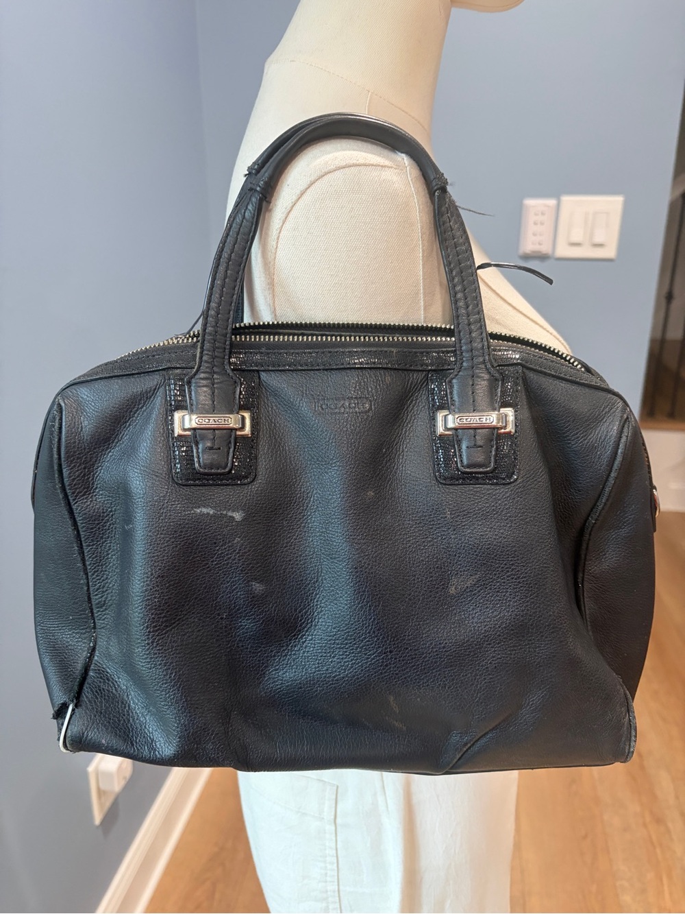 Coach Black Leather Satchel Handbag Major Project Restoration Bag
